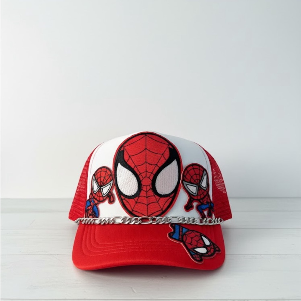 Red Spider-Man Cap with Chain Detail